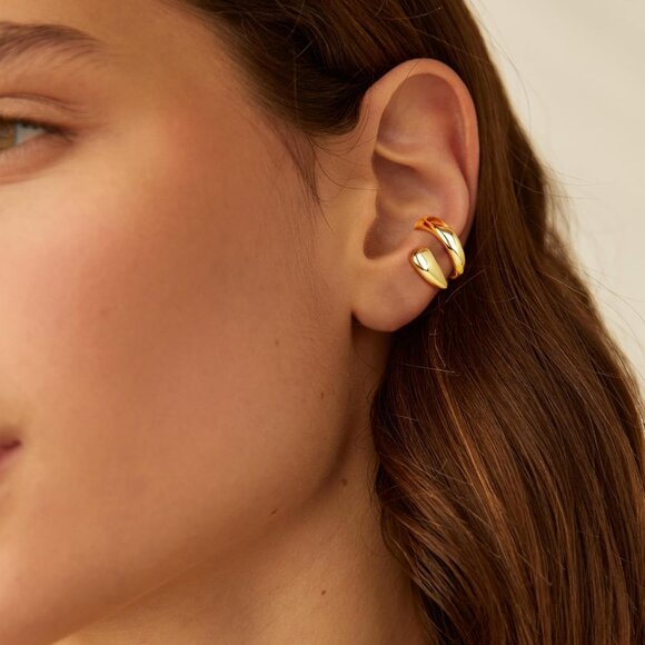 Gold Plated Copper Non Piercing Ear Cuffs for Women - Trendy, Hypoallergenic, Cl - Picture 5 of 6